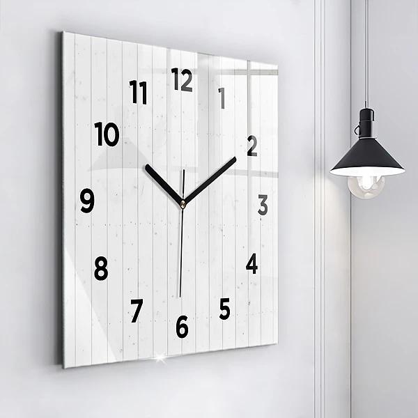 Wanduhr quadratisch Holzplatten Muster