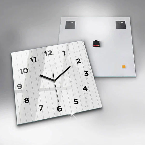 Wanduhr quadratisch Holzplatten Muster