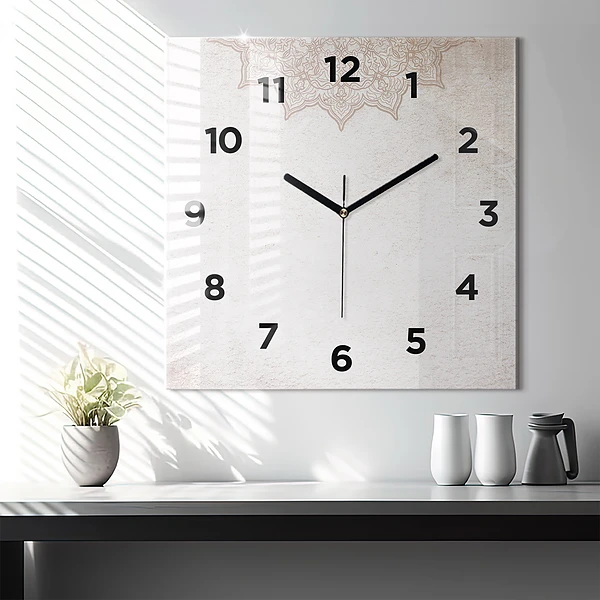 Wanduhr modern quadratisch Dekoratives Muster