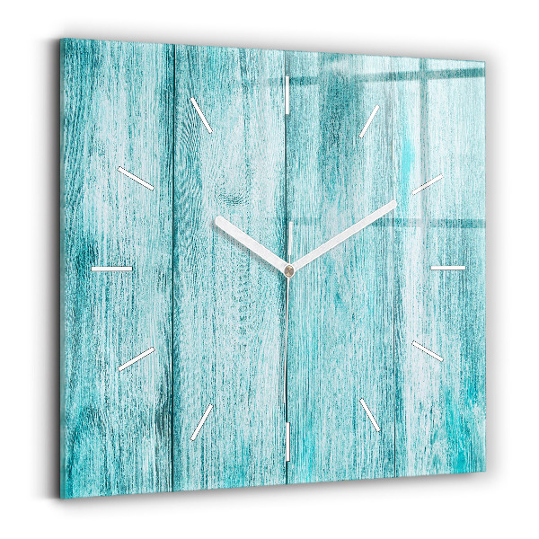 Wanduhr quadratisch Blaues altes Holz