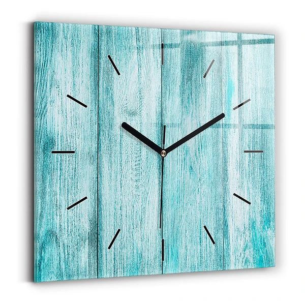 Wanduhr quadratisch Blaues altes Holz