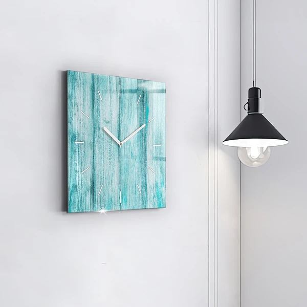 Wanduhr quadratisch Blaues altes Holz