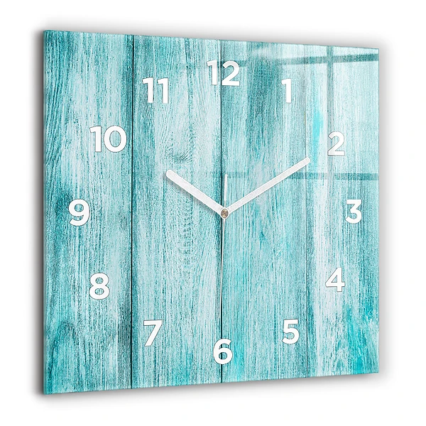 Wanduhr quadratisch Blaues altes Holz