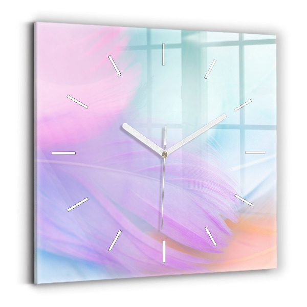 Wanduhr quadratisch Bunte Federn