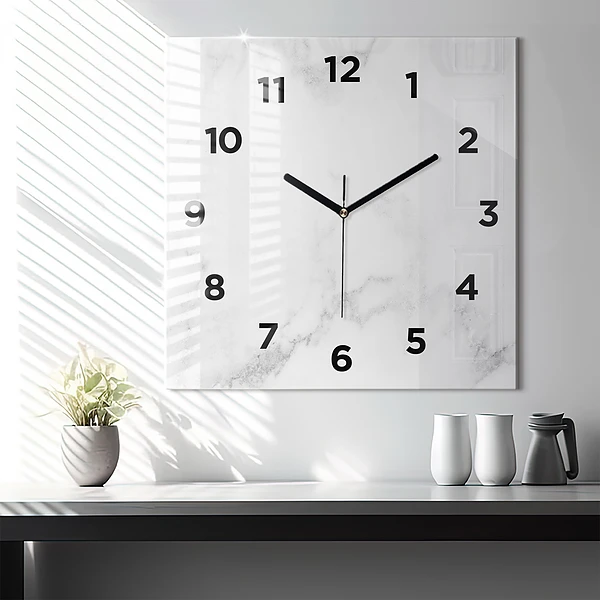 Wanduhr modern quadratisch Marmor