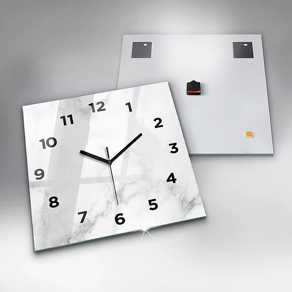 Wanduhr modern quadratisch Marmor