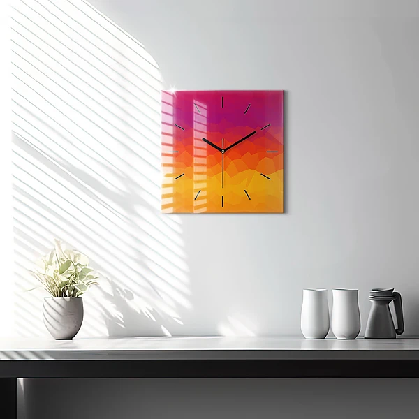 Wanduhr quadratisch mit motiv Sonnenaufgang
