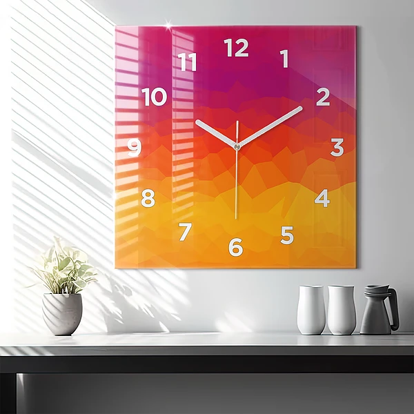 Wanduhr quadratisch mit motiv Sonnenaufgang