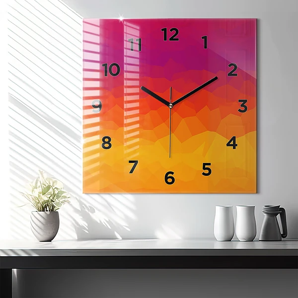 Wanduhr quadratisch mit motiv Sonnenaufgang