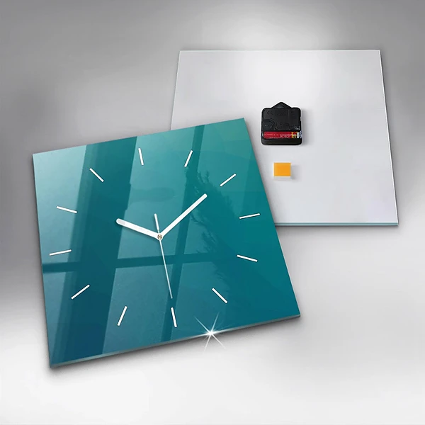 Wanduhr modern quadratisch Marine Abstraktion