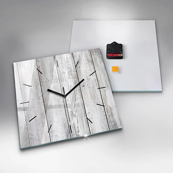 Wanduhr quadratisch mit motiv Bemalte Bretter