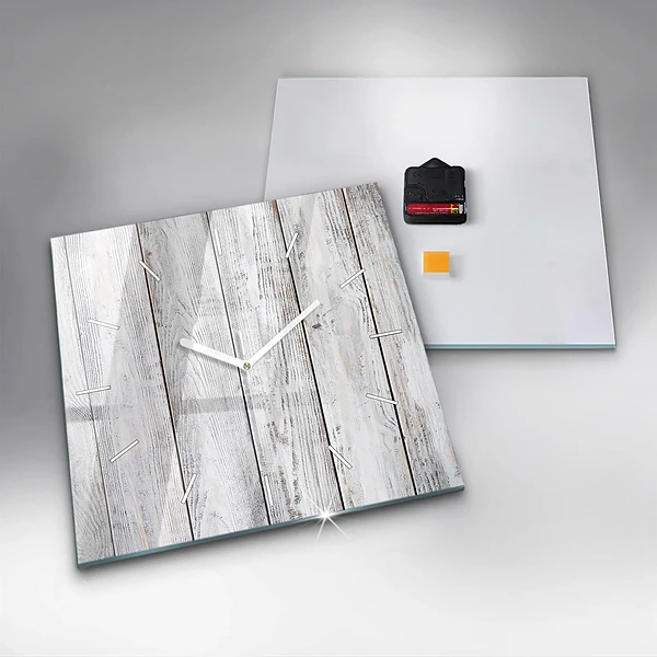 Wanduhr quadratisch mit motiv Bemalte Bretter