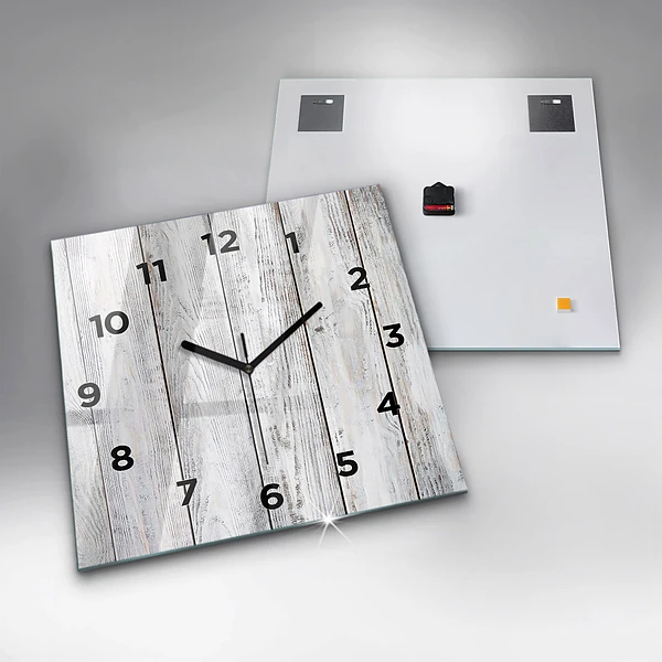 Wanduhr quadratisch mit motiv Bemalte Bretter