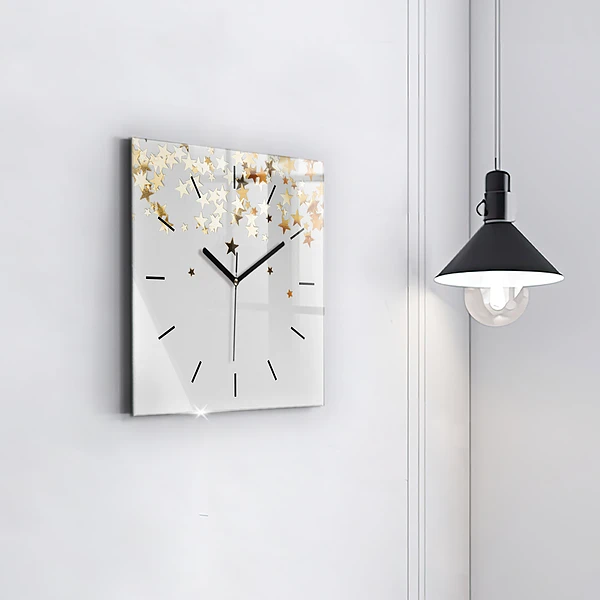 Wanduhr quadratisch Sterne