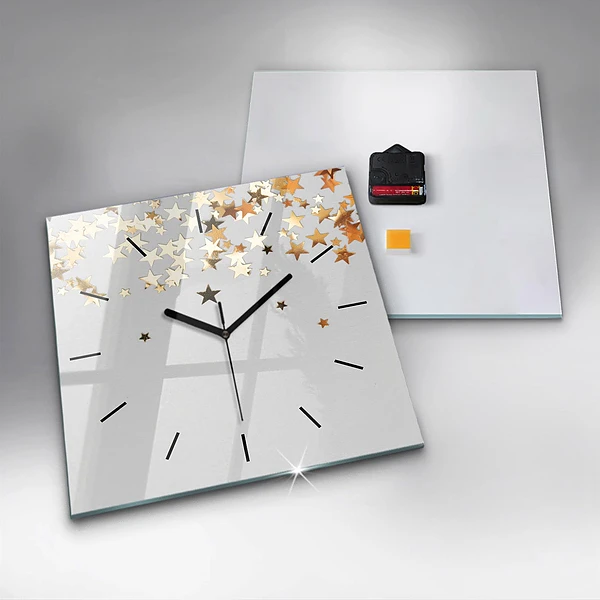 Wanduhr quadratisch Sterne