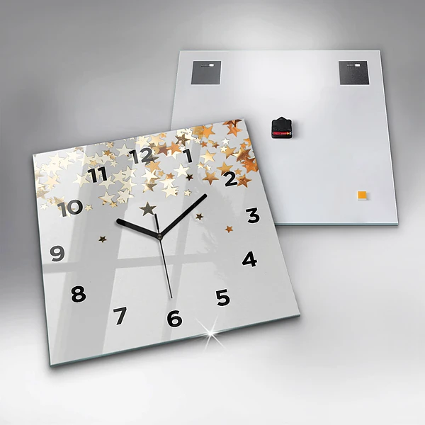 Wanduhr quadratisch Sterne