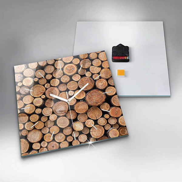 Wanduhr quadratisch mit motiv Baumringe