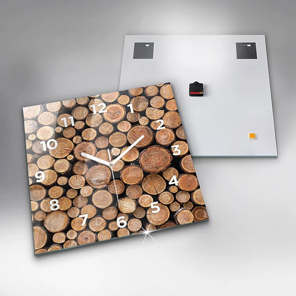 Wanduhr quadratisch mit motiv Baumringe