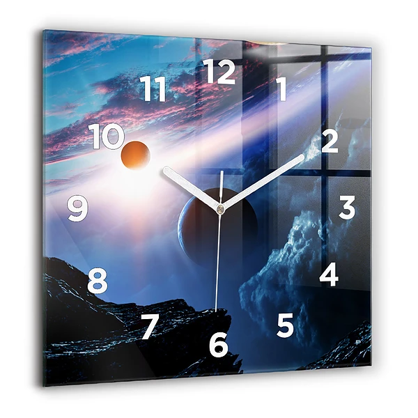 Wanduhr modern quadratisch Große Galaxie