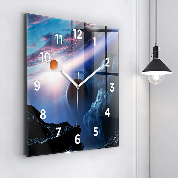 Wanduhr modern quadratisch Große Galaxie