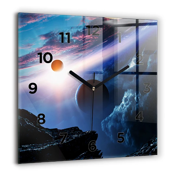 Wanduhr modern quadratisch Große Galaxie