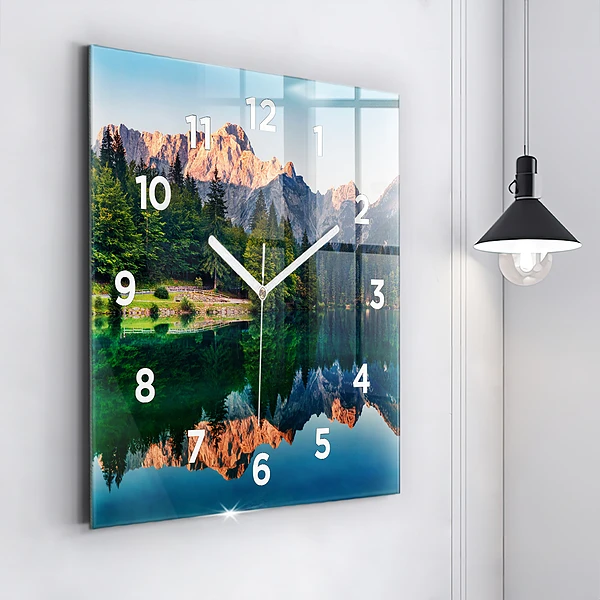 Wanduhr quadratisch mit motiv Seelandschaft