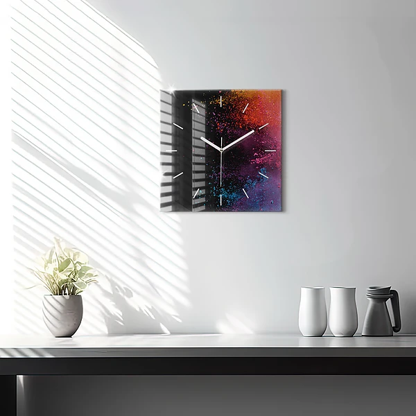 Wanduhr quadratisch Eine Explosion von Farben