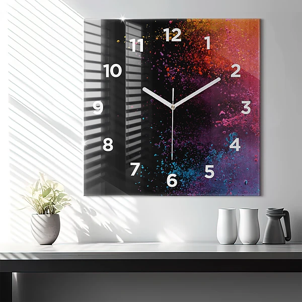 Wanduhr quadratisch Eine Explosion von Farben