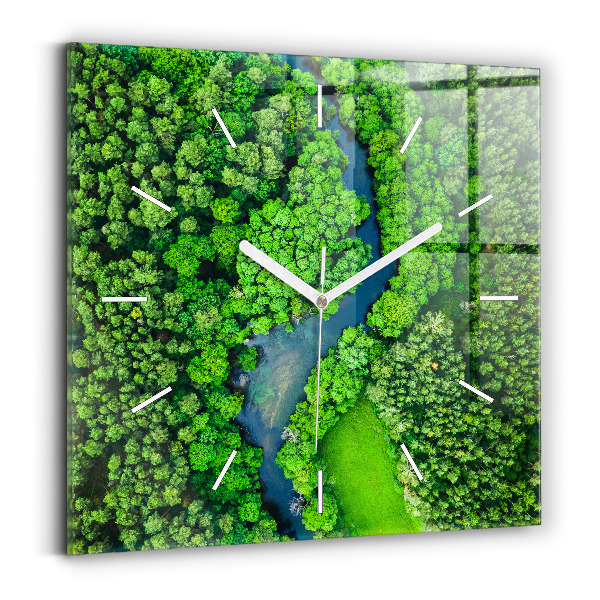 Wanduhr quadratisch Fluss im Wald