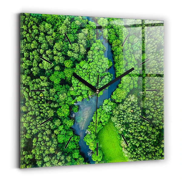 Wanduhr quadratisch Fluss im Wald