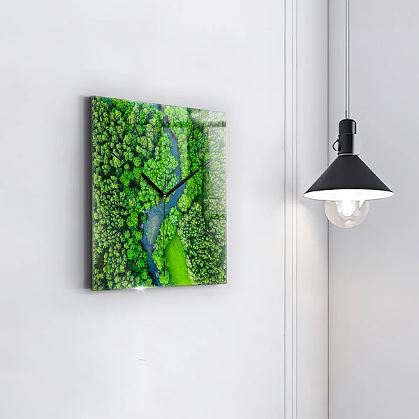 Wanduhr quadratisch Fluss im Wald