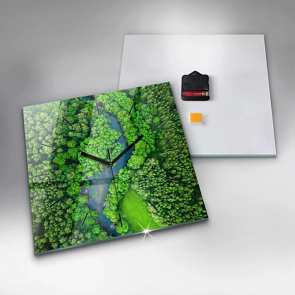 Wanduhr quadratisch Fluss im Wald