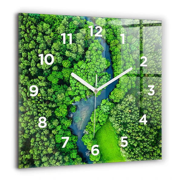 Wanduhr quadratisch Fluss im Wald