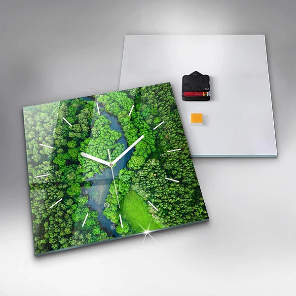 Wanduhr quadratisch Fluss im Wald