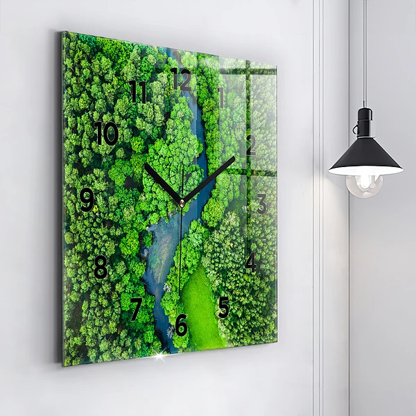 Wanduhr quadratisch Fluss im Wald