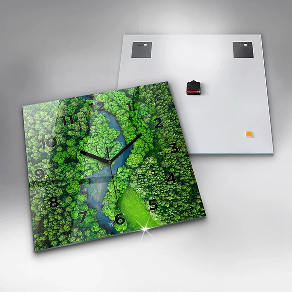 Wanduhr quadratisch Fluss im Wald