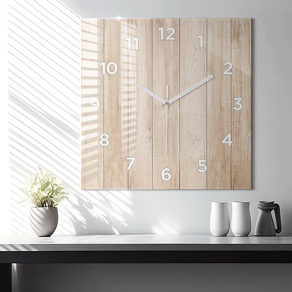 Wanduhr quadratisch mit motiv Hölzerne Textur