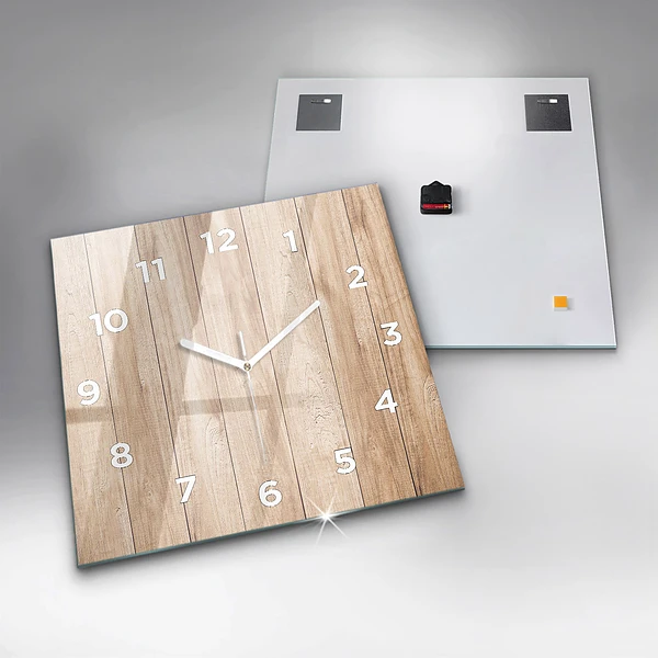 Wanduhr quadratisch mit motiv Hölzerne Textur