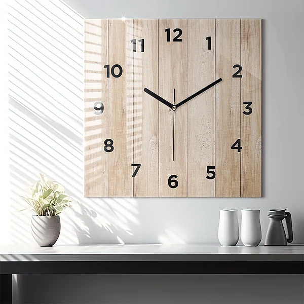 Wanduhr quadratisch mit motiv Hölzerne Textur