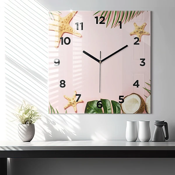 Wanduhr modern quadratisch Sommerstimmung