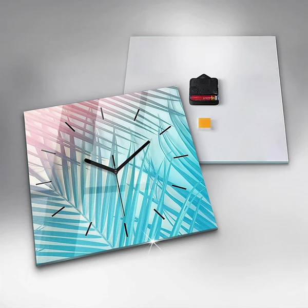 Wanduhr quadratisch Tropische Palme