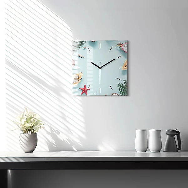 Wanduhr quadratisch Sommer Komposition