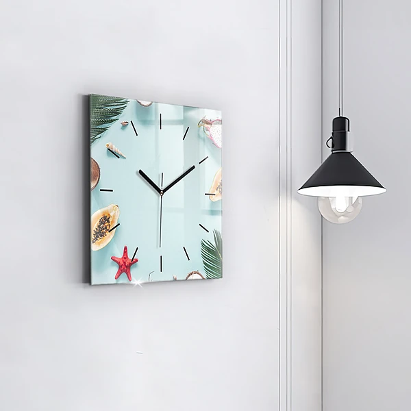 Wanduhr quadratisch Sommer Komposition