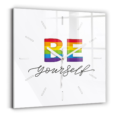 Wanduhr quadratisch Inschrift Sei du selbst
