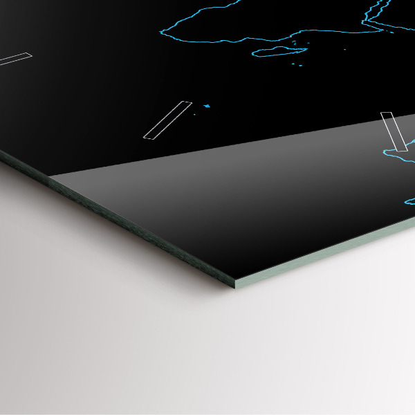 Wanduhr quadratisch Konturen einer Weltkarte