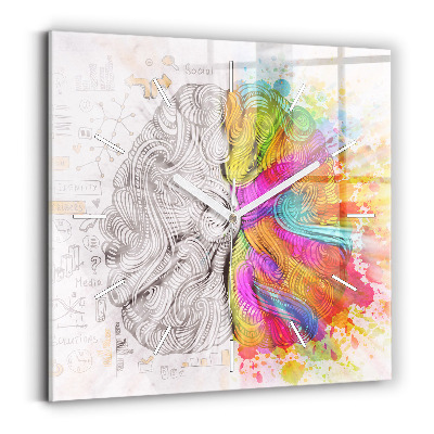 Wanduhr modern quadratisch Abstraktes Gehirn