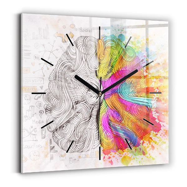 Wanduhr modern quadratisch Abstraktes Gehirn