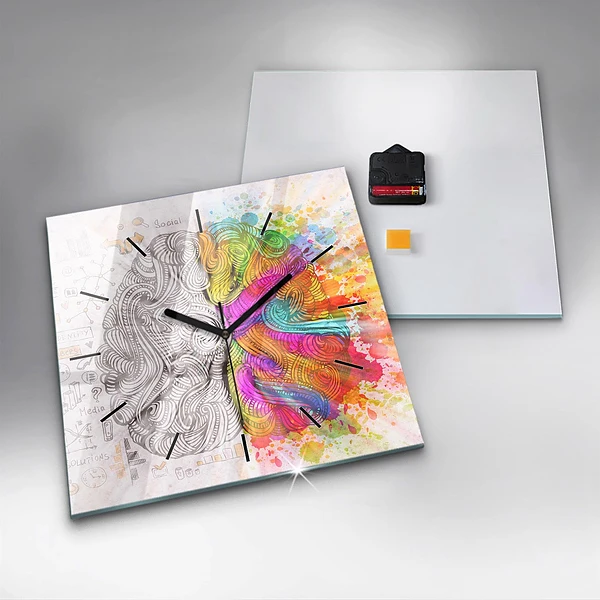 Wanduhr modern quadratisch Abstraktes Gehirn