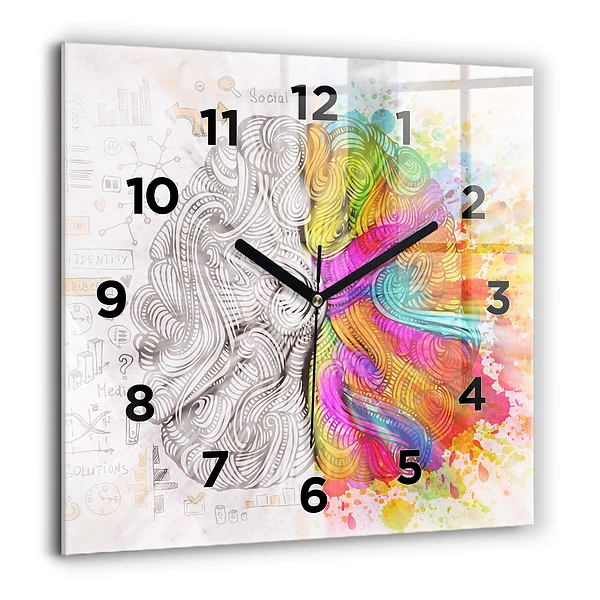 Wanduhr modern quadratisch Abstraktes Gehirn