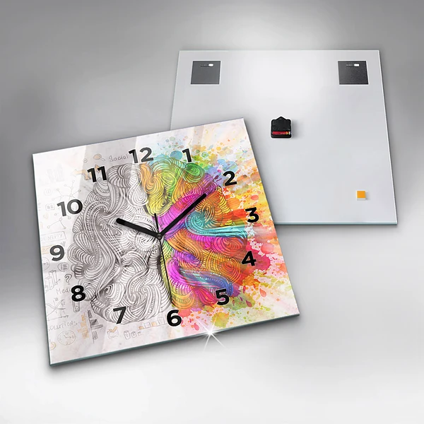 Wanduhr modern quadratisch Abstraktes Gehirn